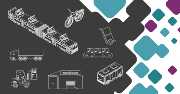 Visuel avec pictogrammes liés à la logistique